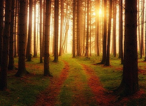 Herbstwald Sonnenstrahlen