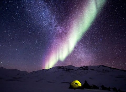 Nordlicht Nacht Zelt