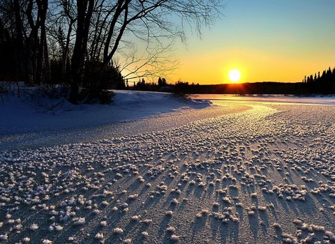 Sonnenuntergang Schneefeld Warm